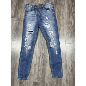 KanCan Women's Skinny Jeans - Distressed Blue